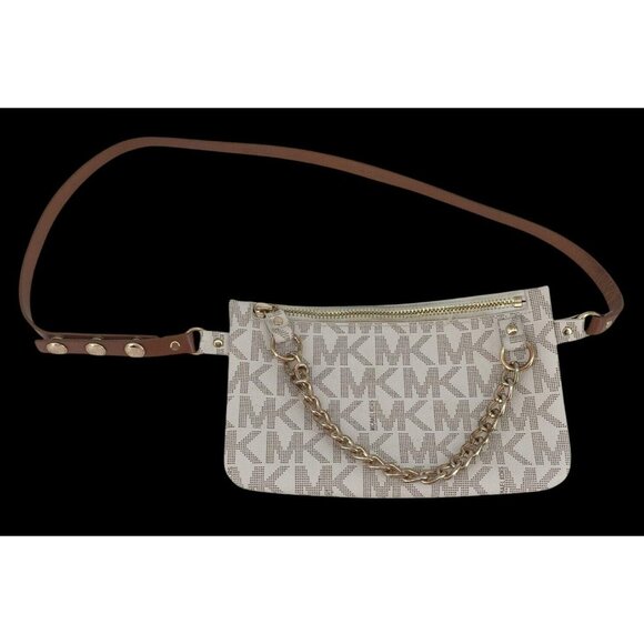 Michael Kors monogram bag with gold chain and adjustable strap; faux leather bel - Picture 1 of 6